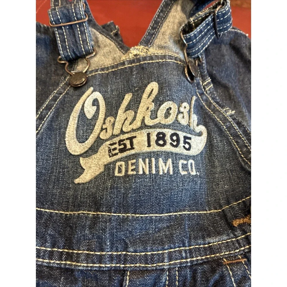 OshKosh Bgosh Baby Overalls 3-6M Blue Denim Est 1895 Vestbak Bibs